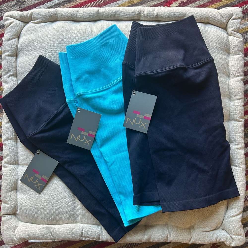 NUX High Rise Ribbed Workout Shorts (3 Pair Bundle)